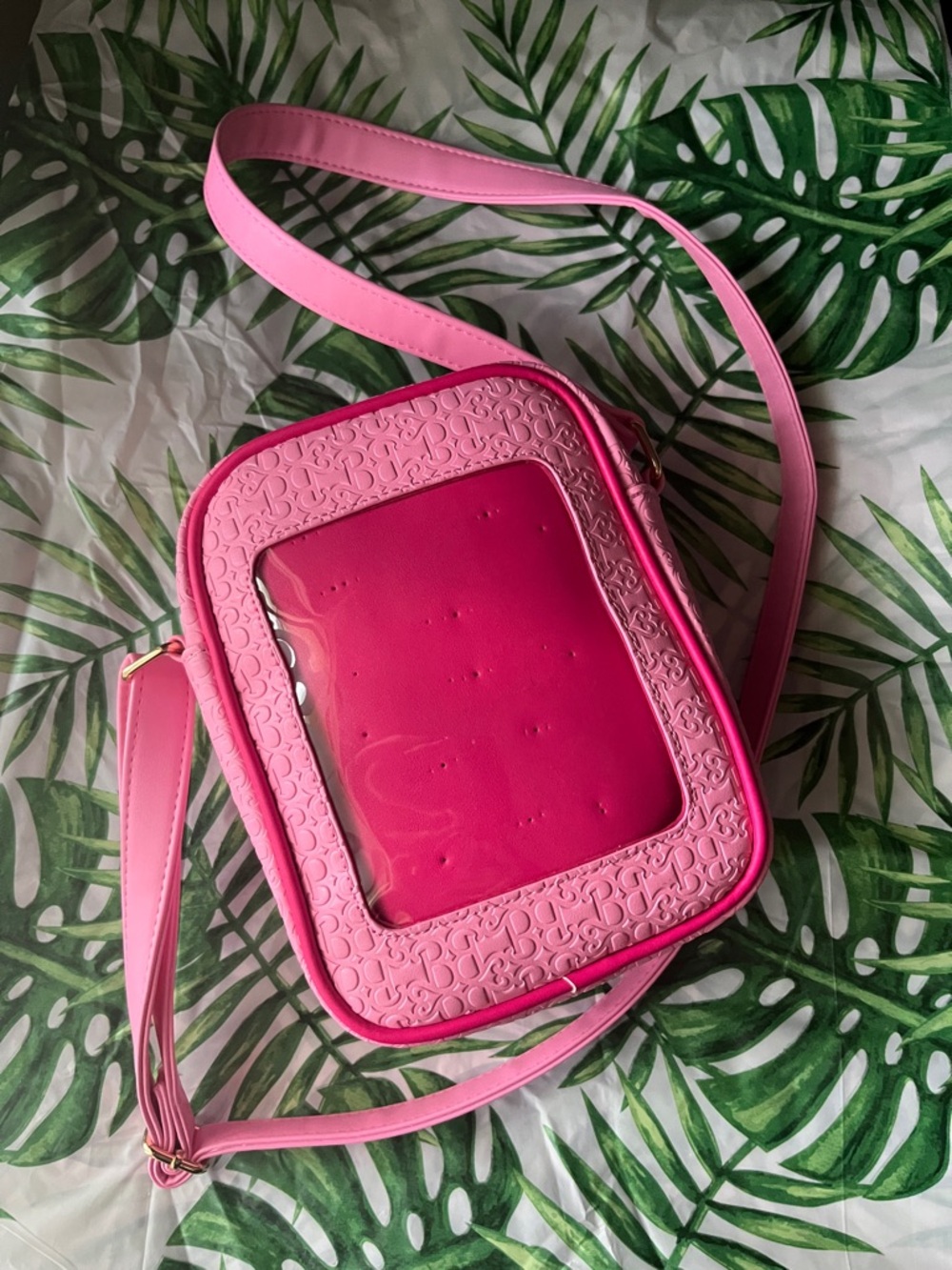 Our Universe Barbie Pink Clear Window Crossbody Bag for pin display